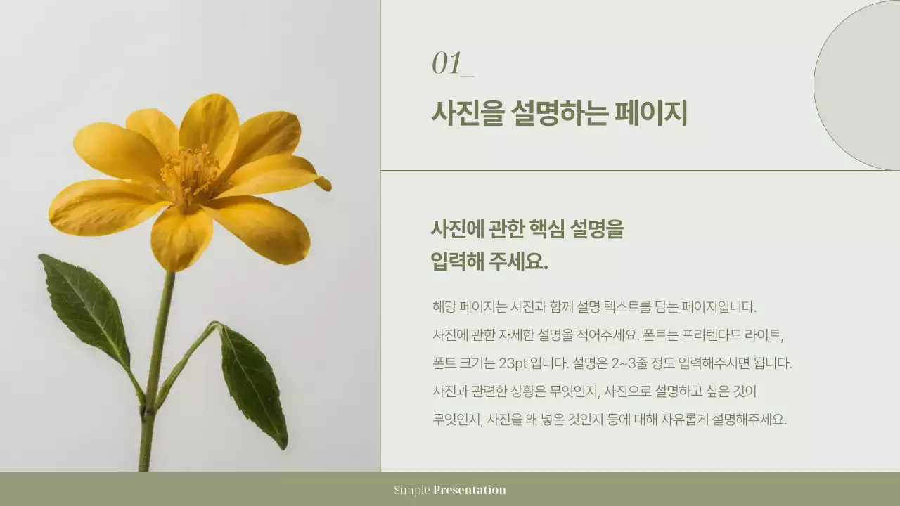 카키 심플 프레젠테이션 설명서