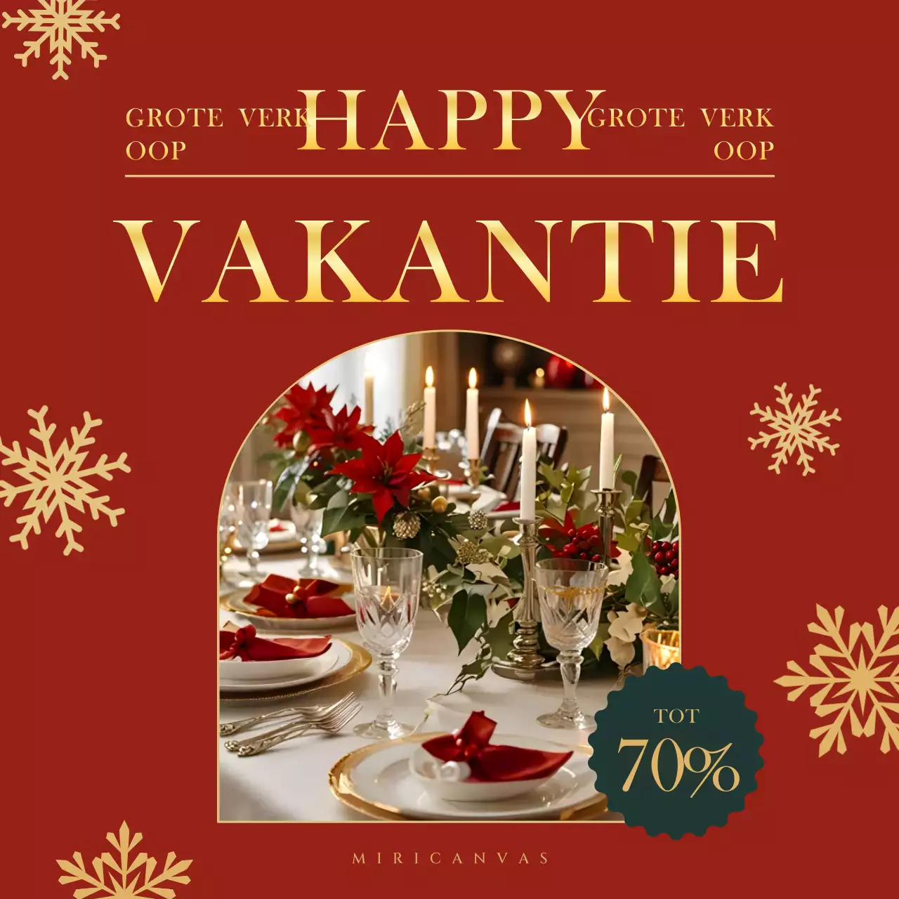 Een klassieke rode kerstverkoopadvertentie op sociale media