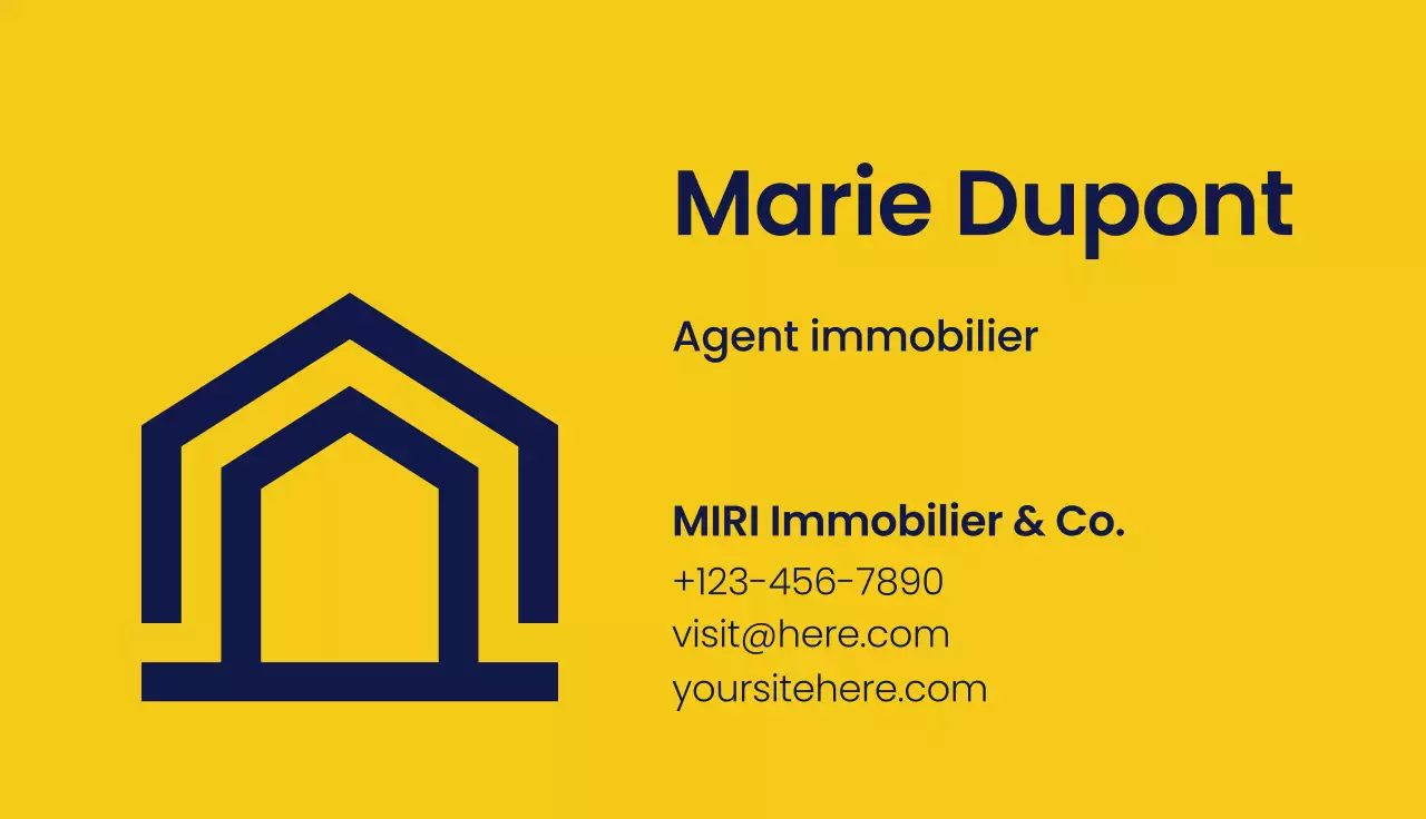 carte de visite jaune moderne pour l'immobilier
