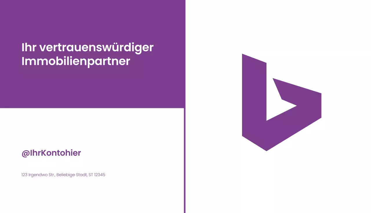 lila moderne Immobilien-Visitenkarte