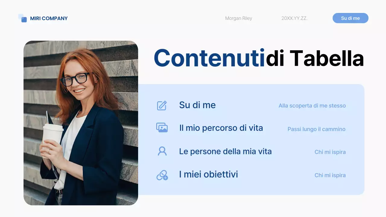 passo di autopresentazione moderno e blu