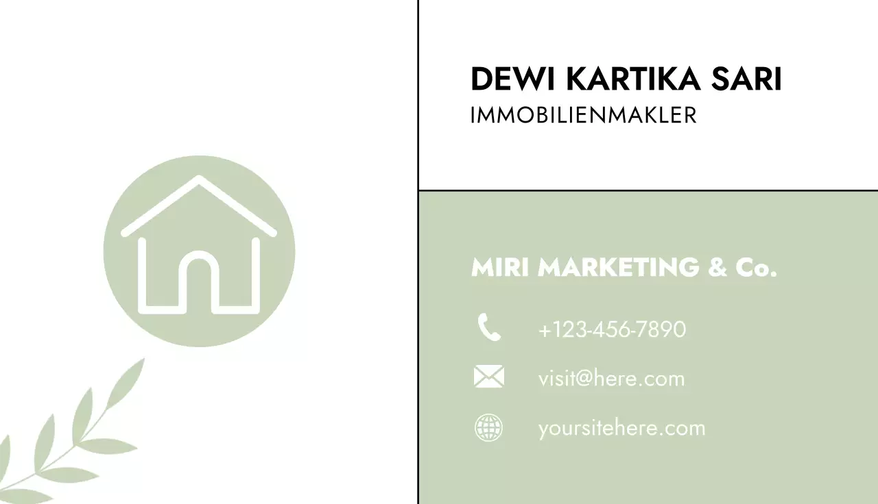 Salbei Minimal-Immobilien-Visitenkarte