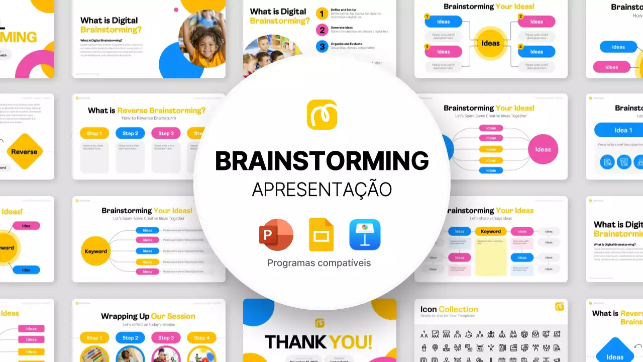 layout de brainstorming moderno e colorido