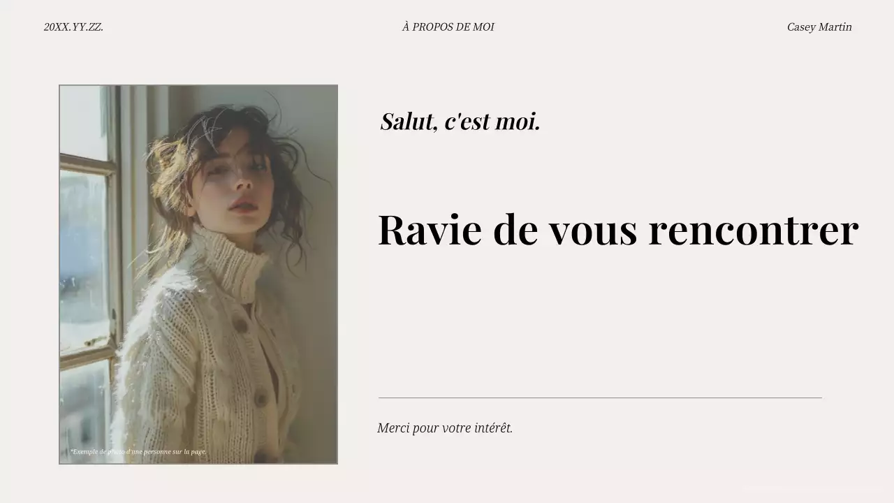 beige moderne pitch d'auto-introduction