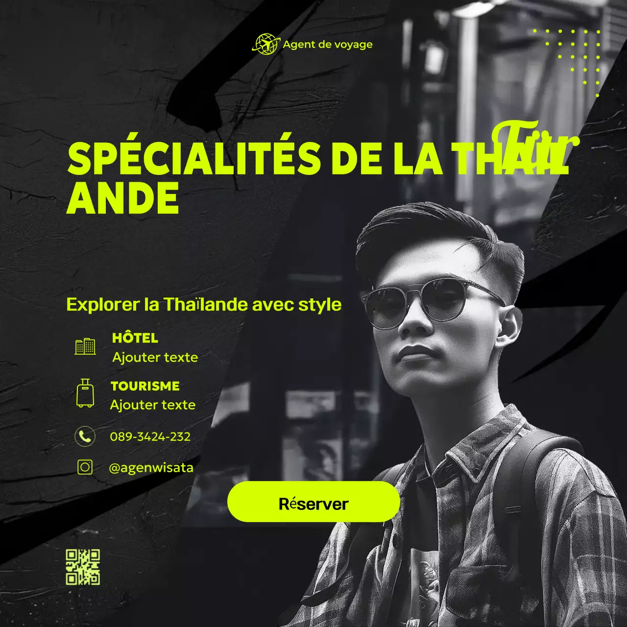 publicité de voyage moderne au néon