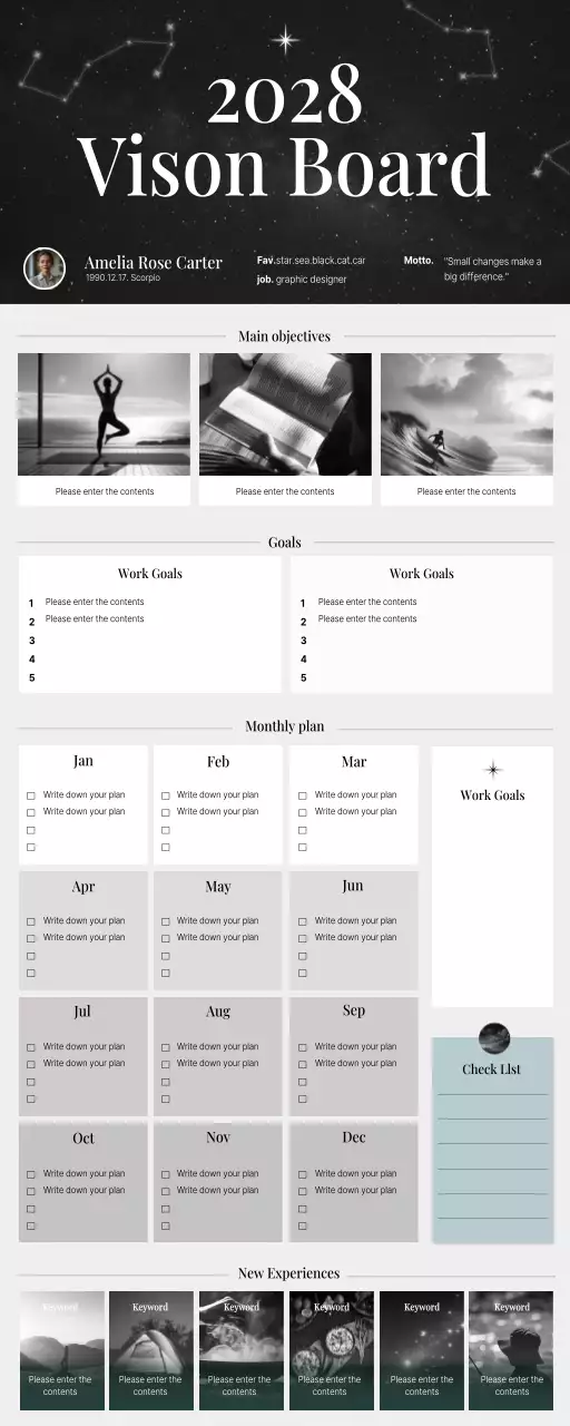 Black Modern Vision Planner Infographic