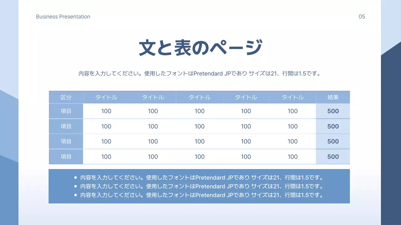 青 シンプル ビジネス プレゼンテーション