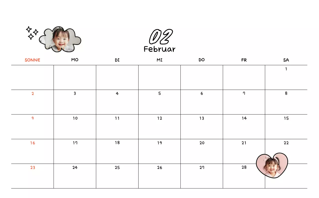 Niedliche Zeichnung Fotokalender