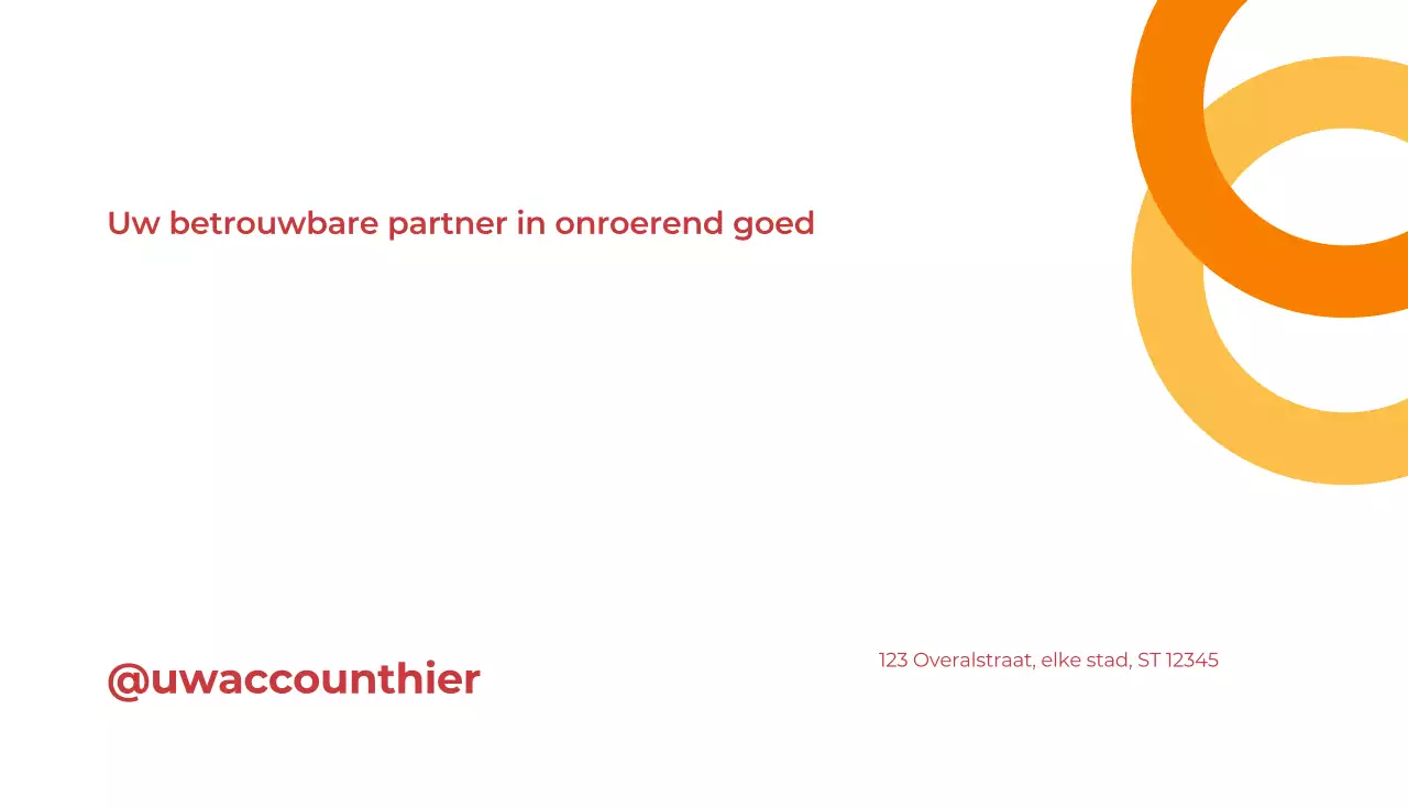 oranje modern vastgoed visitekaartje