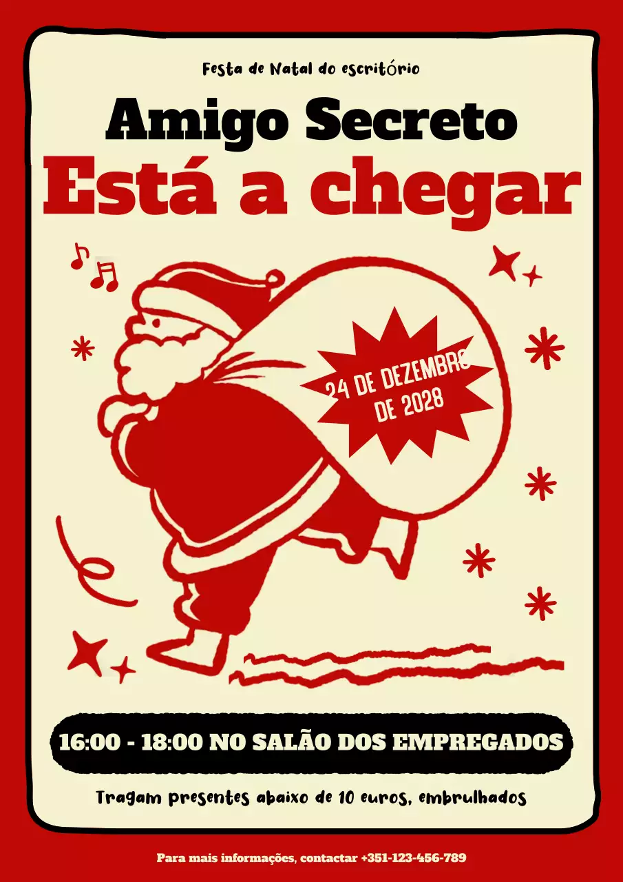 convite de Natal retro vermelho