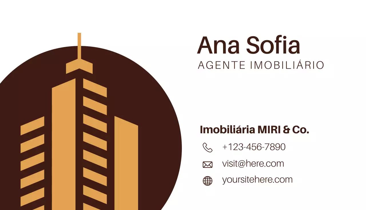 cartão de visita moderno castanho para o sector imobiliário
