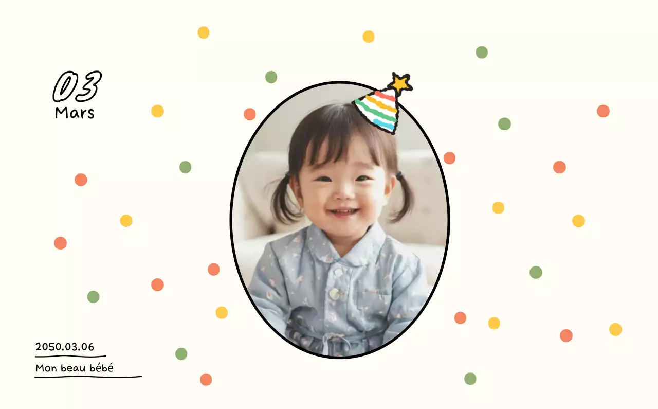 Calendrier photo avec dessin mignon