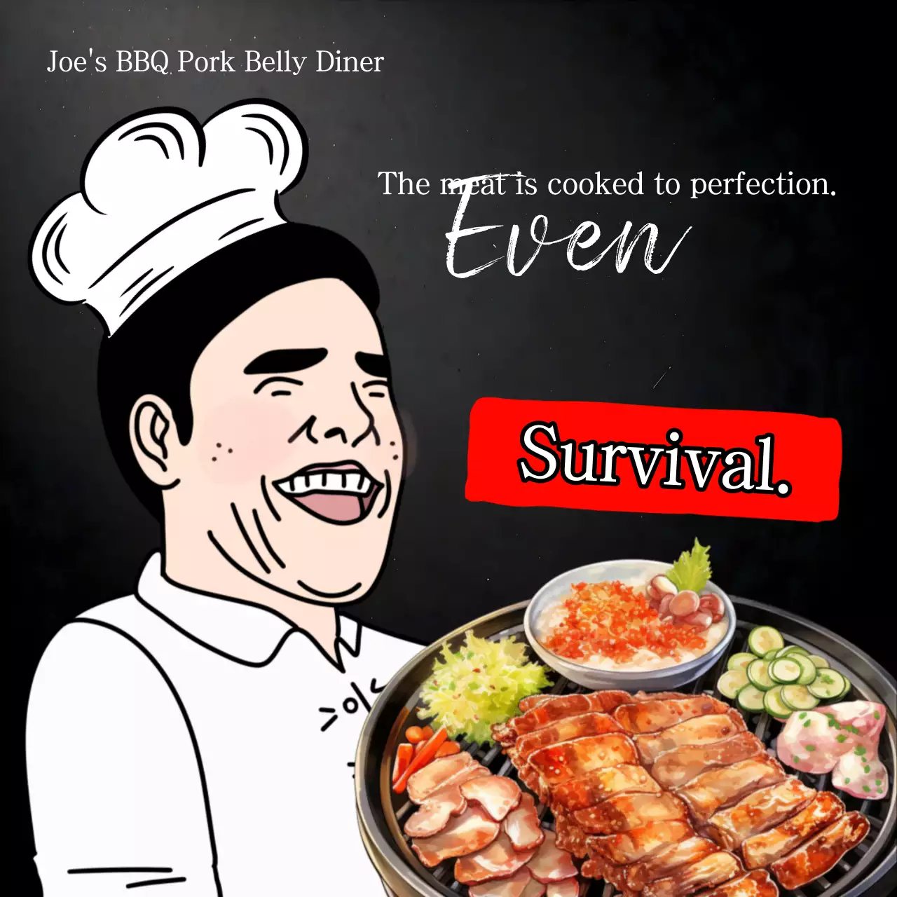 Publicação de mídia social de propaganda de churrasco em quadrinhos pretos