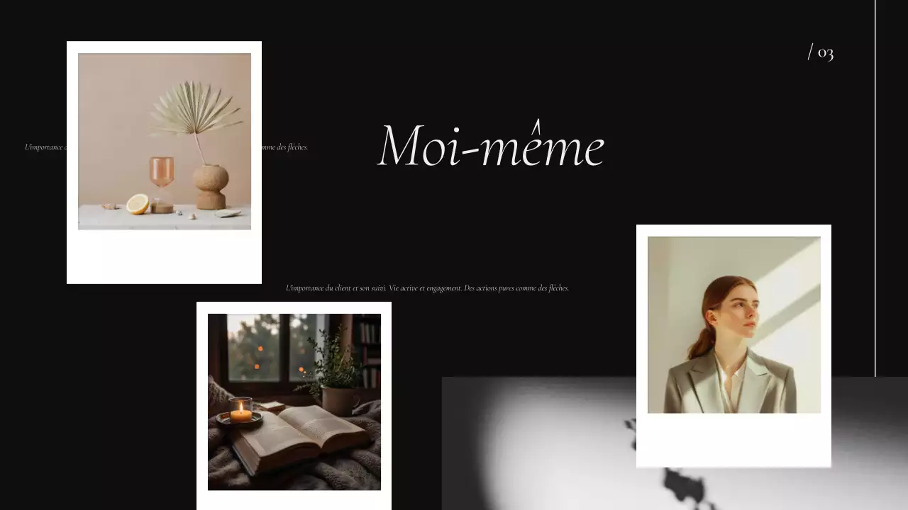 portfolio biographique minimal noir