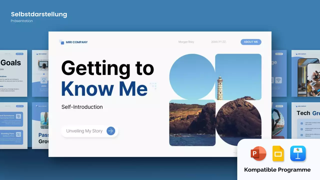 blue modern self-introduction pitch