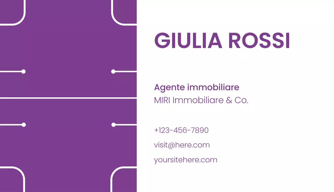 biglietto da visita immobiliare moderno di colore viola