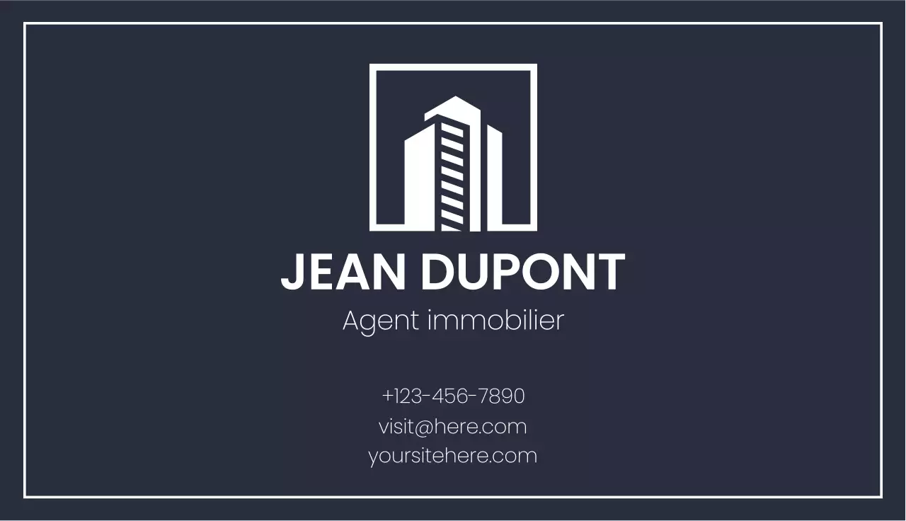carte de visite immobilière moderne marine