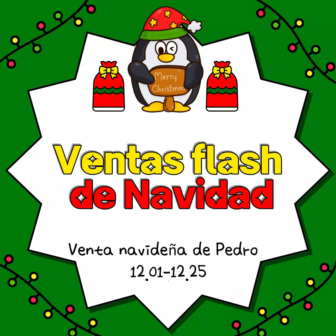 Anuncia tu evento navideño en rojo y verde con este simpático anuncio de eventos navideños