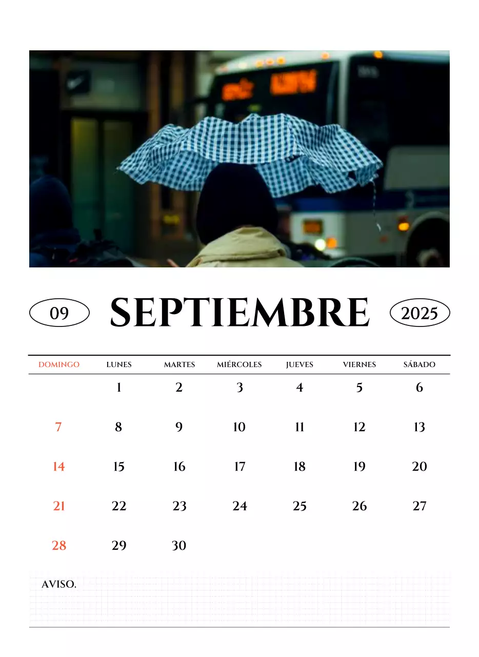 Calendario de pared de estilo sencillo con concepto de fotografía de viajes emocional en blanco y negro