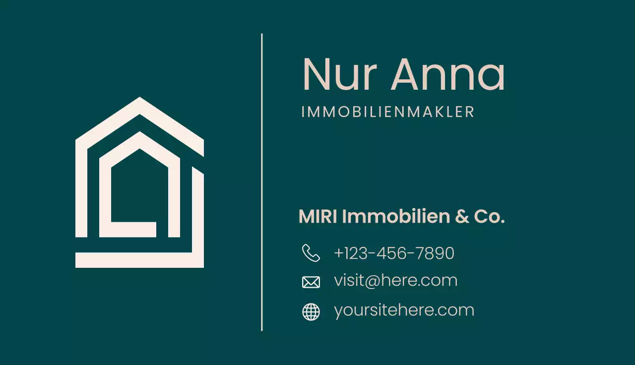 teal moderne Immobilien-Visitenkarte
