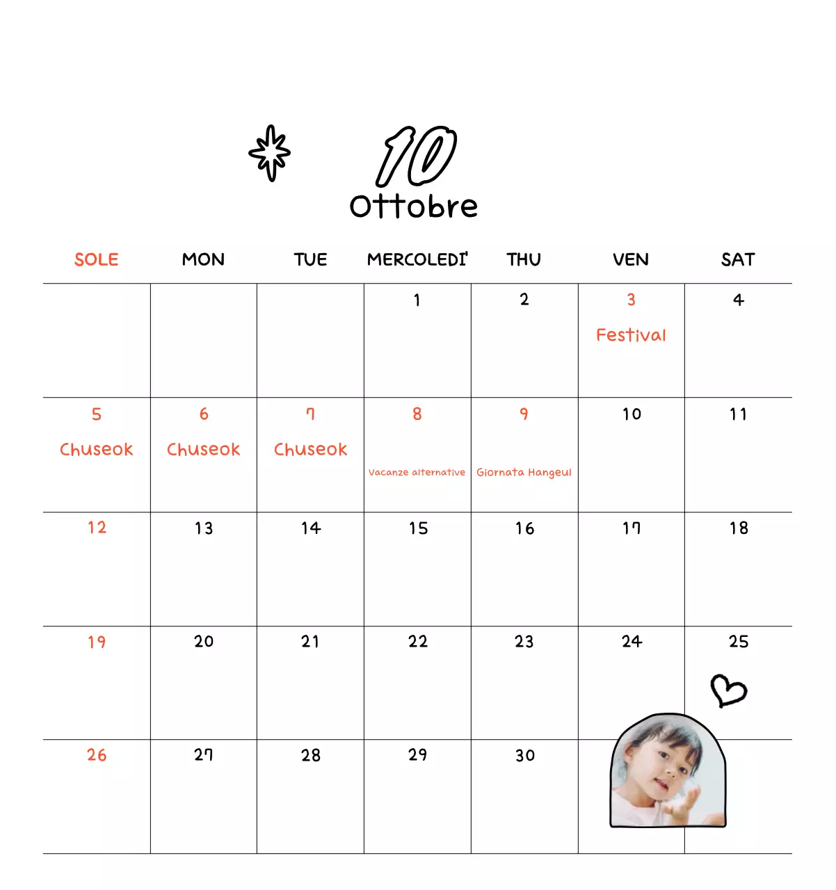 Calendario fotografico di Capodanno