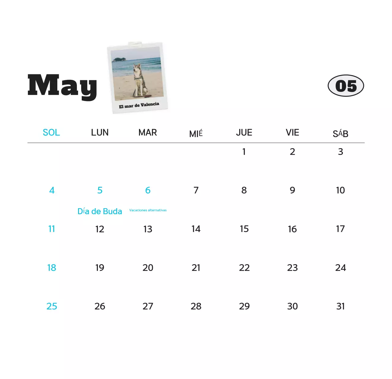 Calendario de fotos de mascotas blanco y limpio