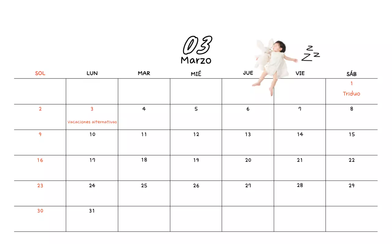 Bonito calendario con dibujos