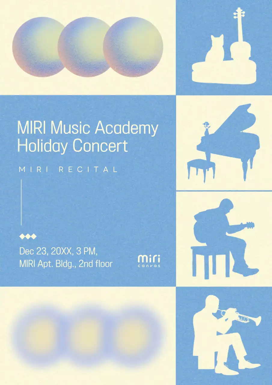 Poster mời tham dự buổi hòa nhạc tối giản màu xanh