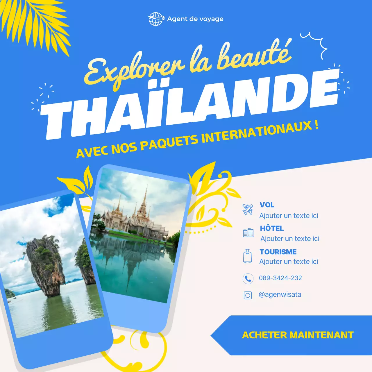 promotion des voyages en bleu moderne