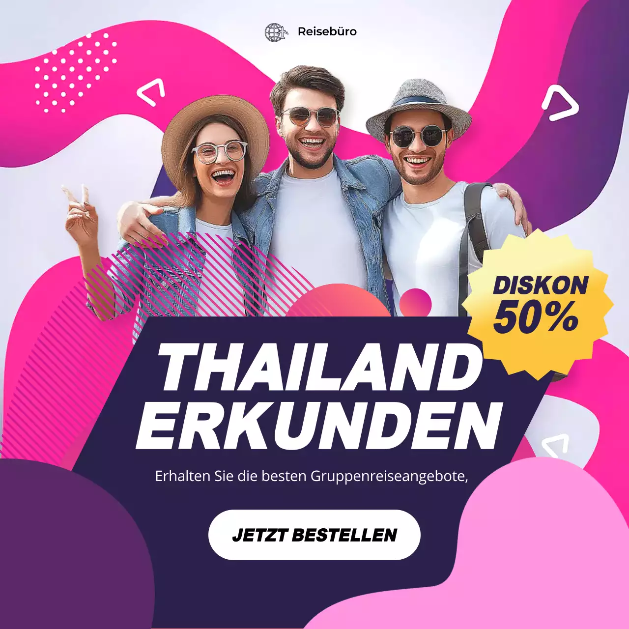 pink modern travel promotion