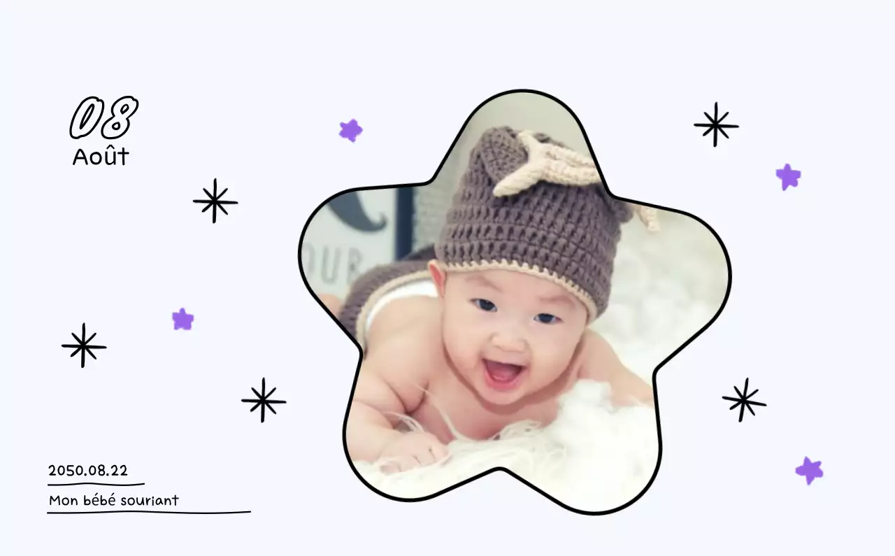 Calendrier photo avec dessin mignon