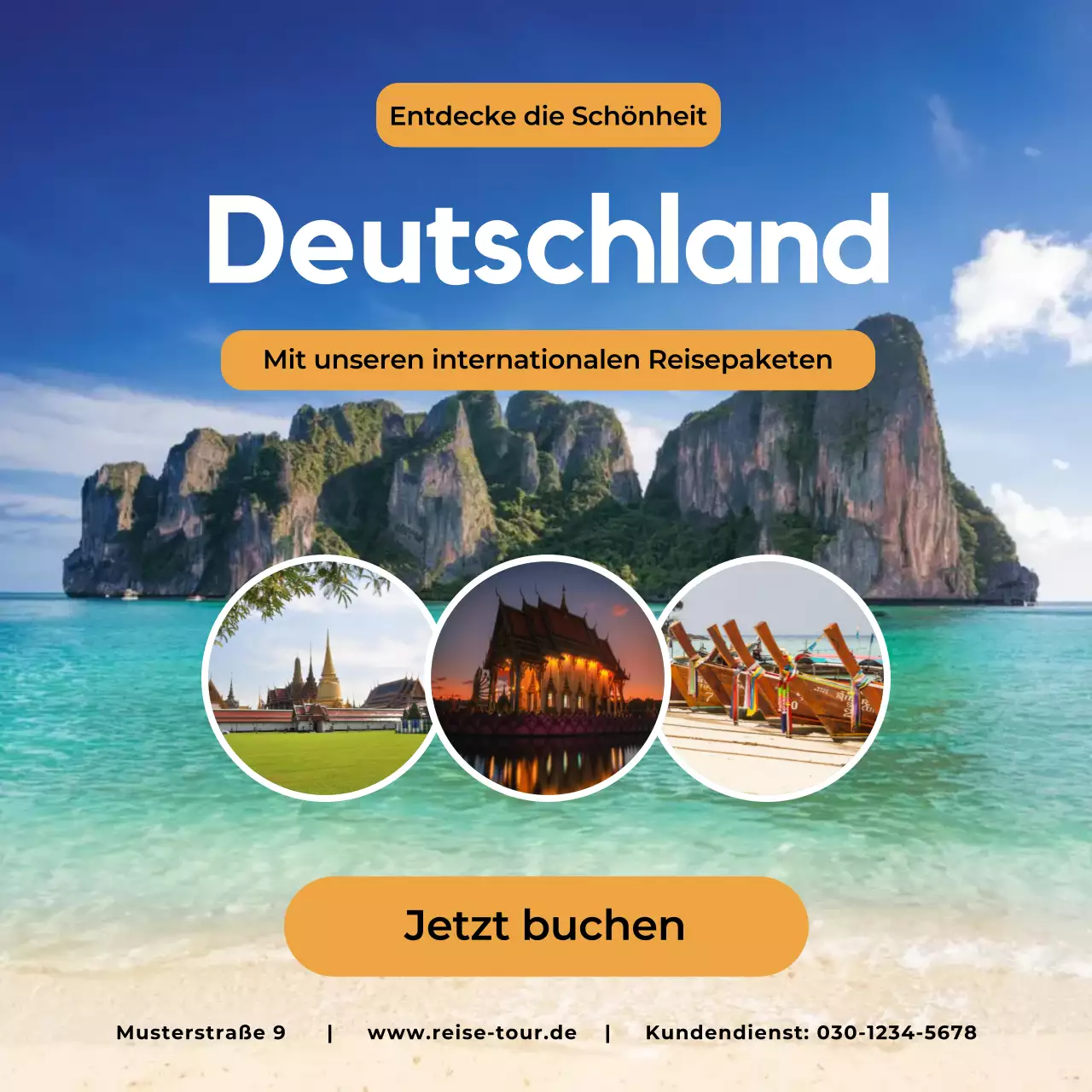 blaue tropische Reiseförderung