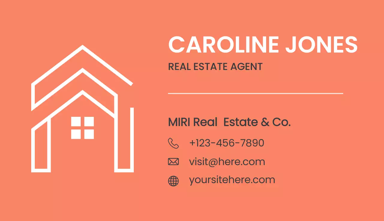 Orange Minimal Real Estate Business Card