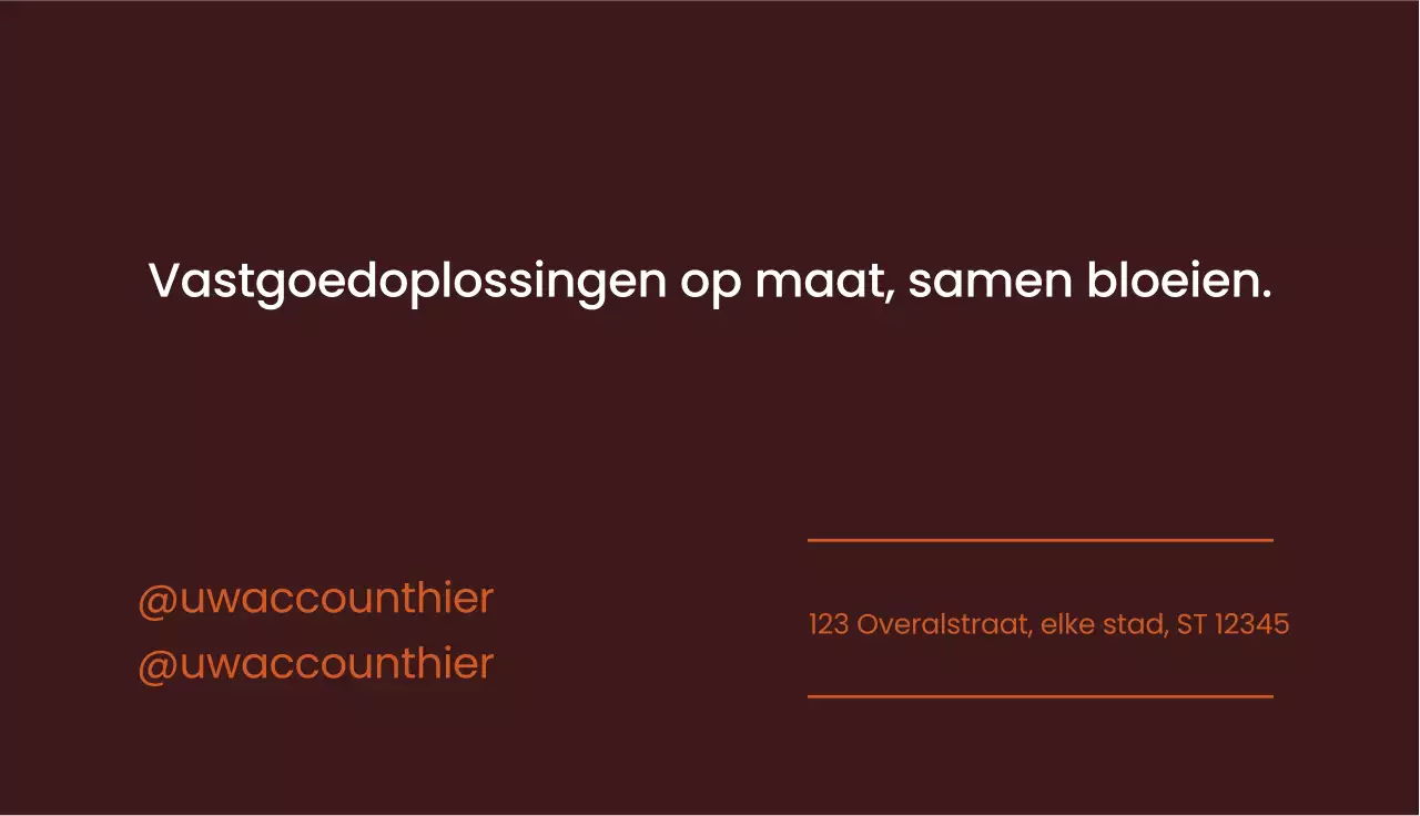 oranje modern vastgoed visitekaartje