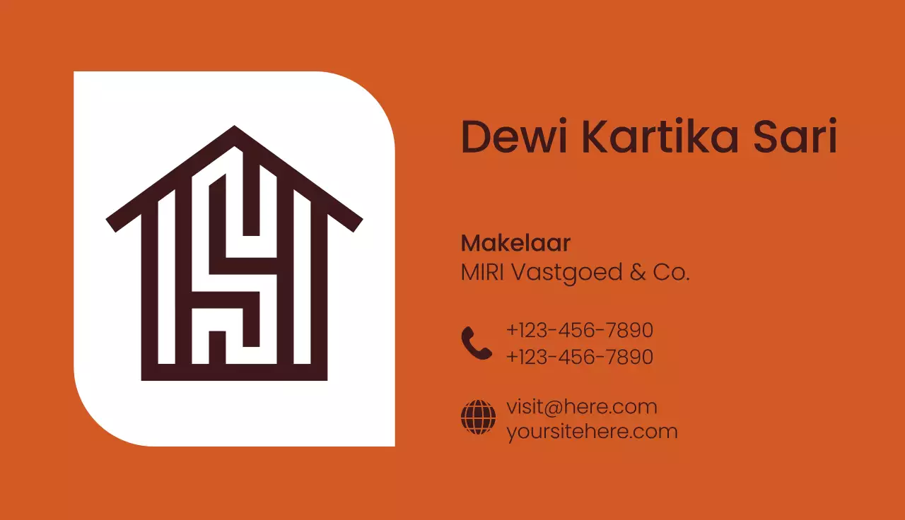 oranje modern vastgoed visitekaartje