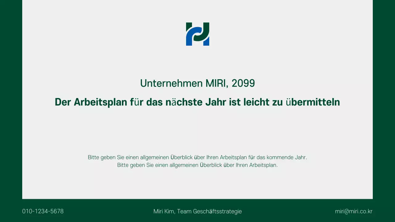 Ein sauberer, grüner und grauer Geschäftsplan für das kommende Jahr