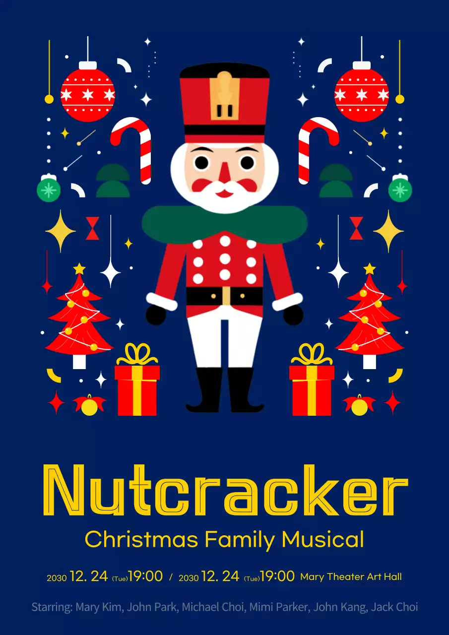 Poster sự kiện Giáng sinh cổ điển màu xanh