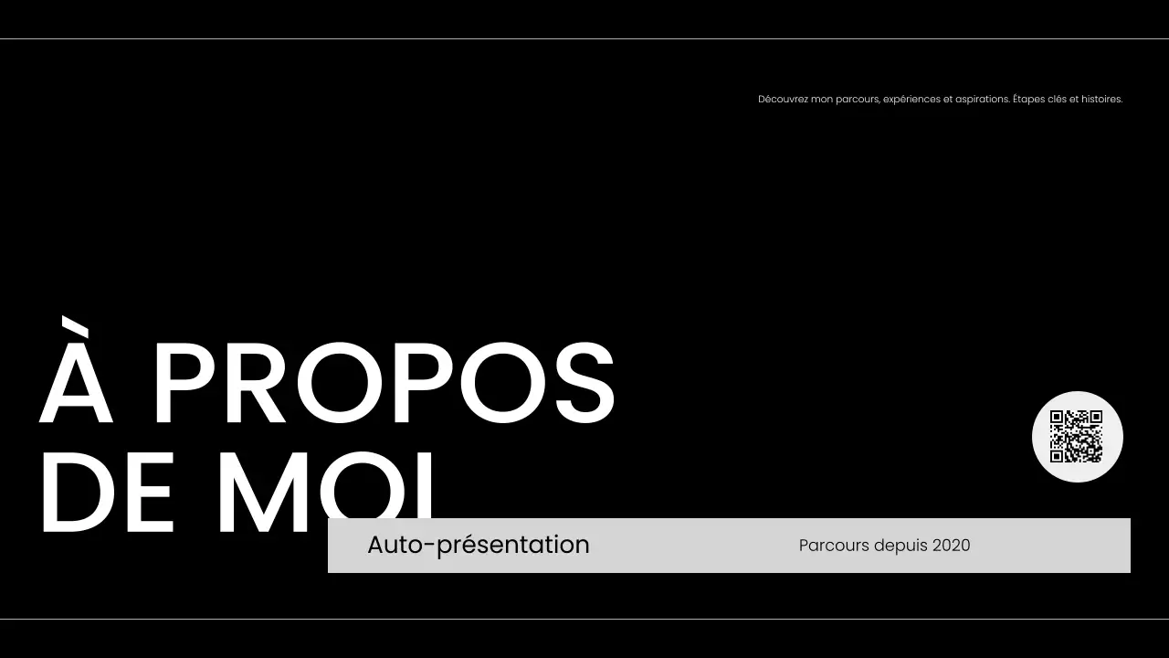 portfolio d'auto-présentation moderne en noir et blanc