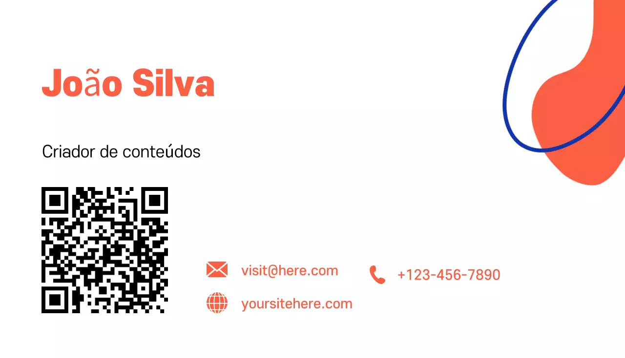 cartão de visita moderno cor de laranja