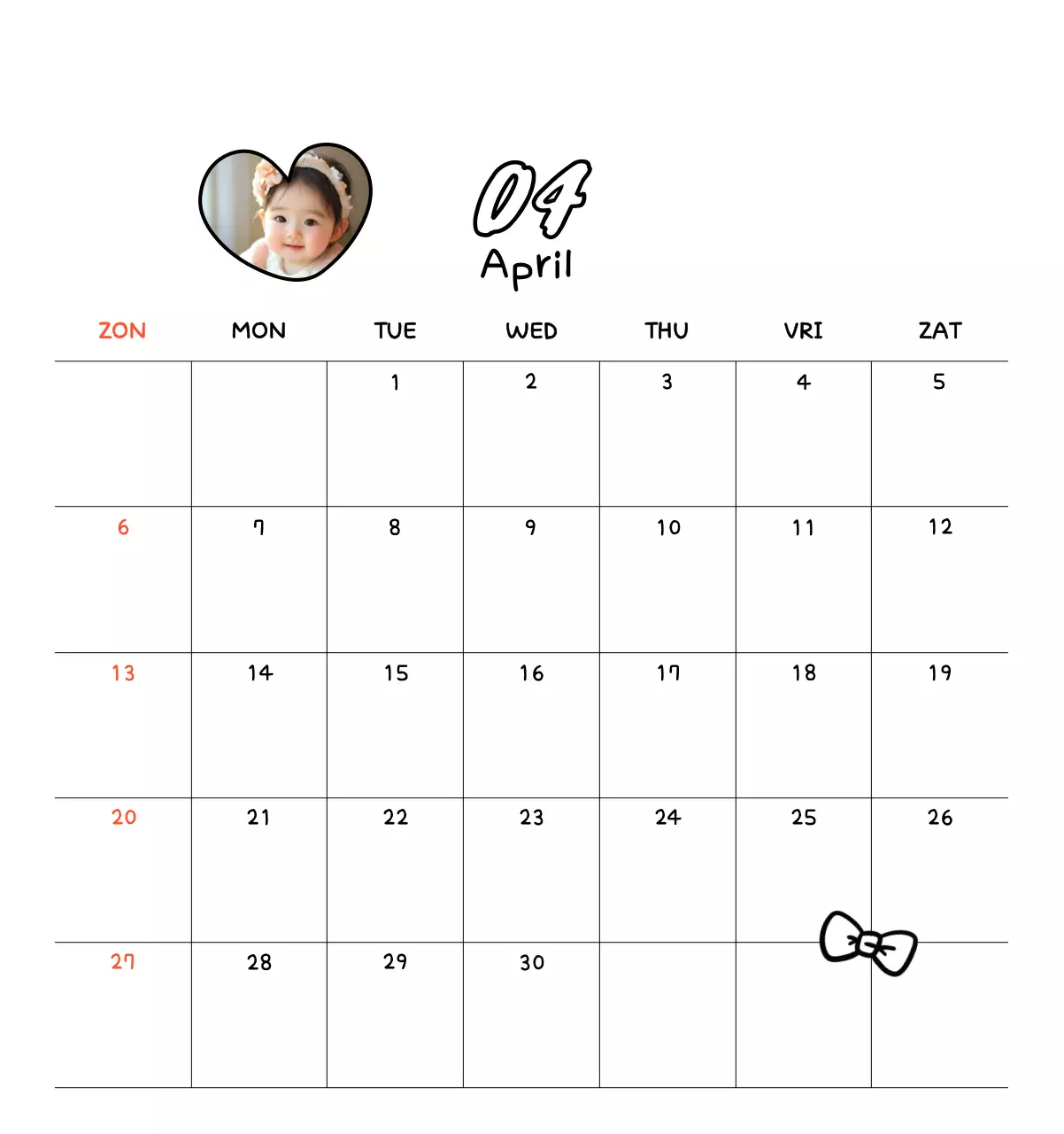 Schattige nieuwjaarskalender