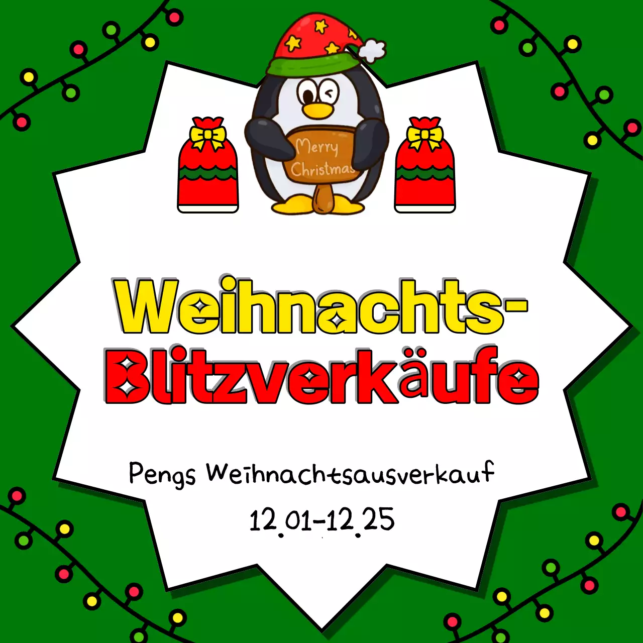Werben Sie für Ihre Weihnachtsveranstaltung in Rot und Grün mit dieser niedlichen Weihnachtsanzeige