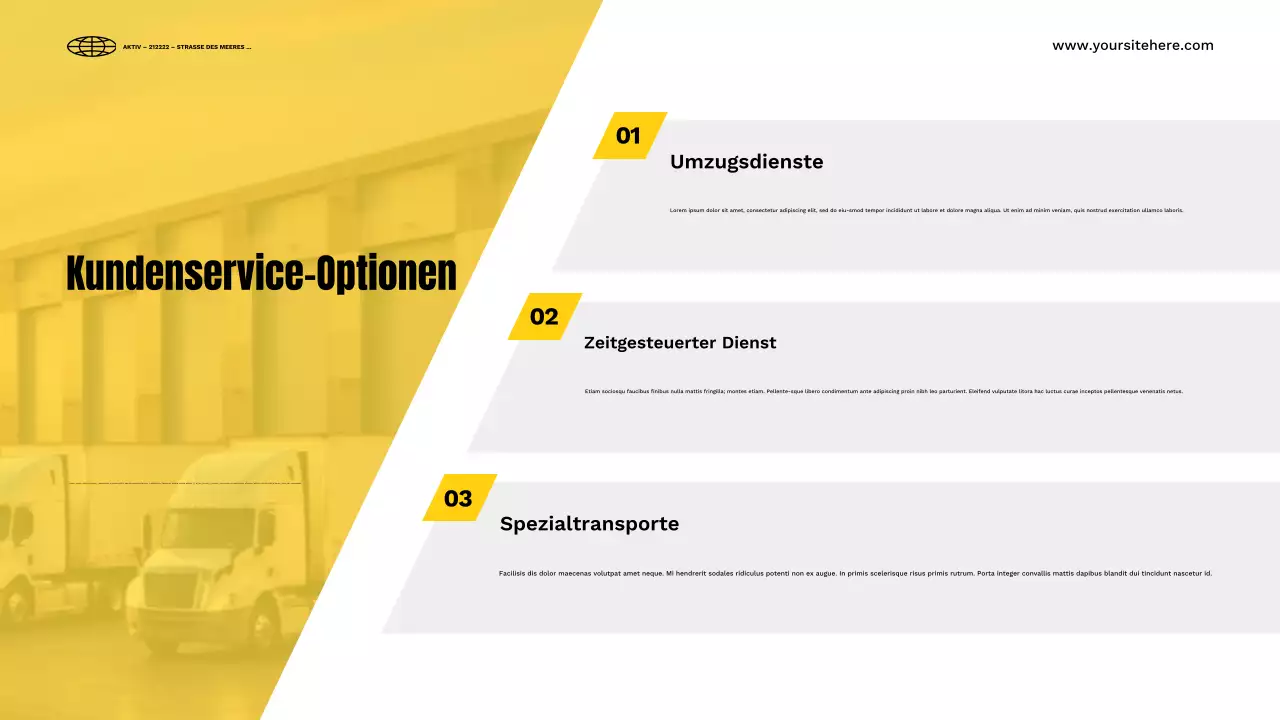 gelber moderner Transport Präsentation