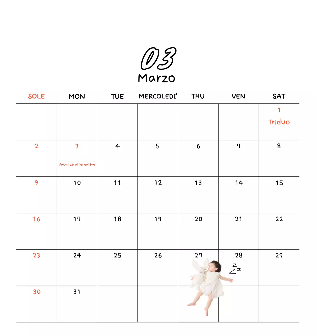 Calendario fotografico di Capodanno