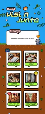 tablero de visión retro azul planificador