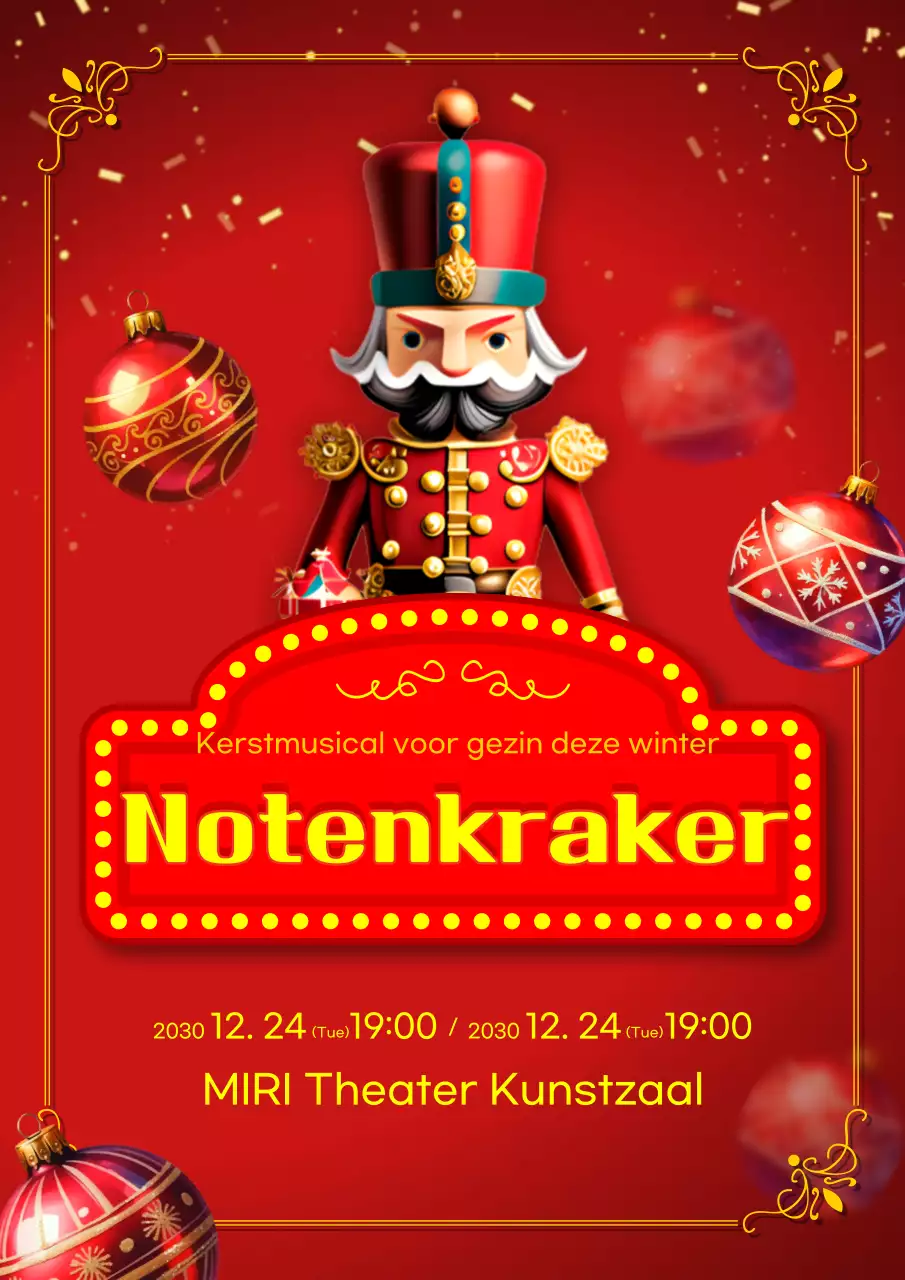 Promoot de rode en gele fantasie van de musical De Notenkraker