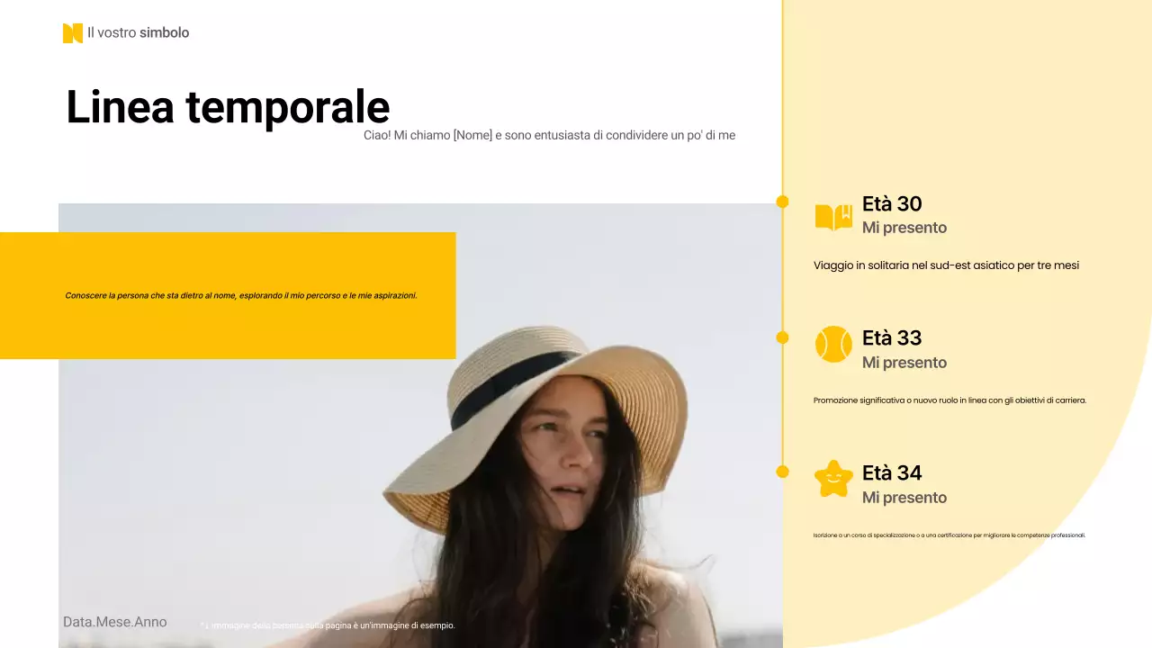 layout giallo di base per l'autopresentazione