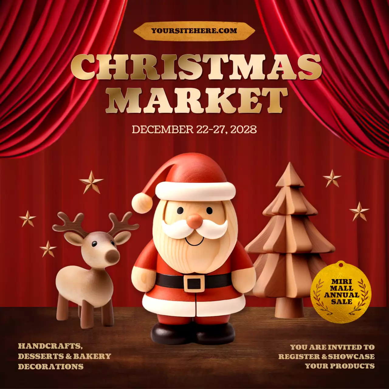 Red Vintage Christmas Event Social Media Post