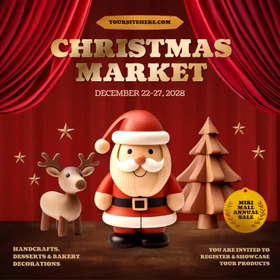 Red Vintage Christmas Event Social Media Post