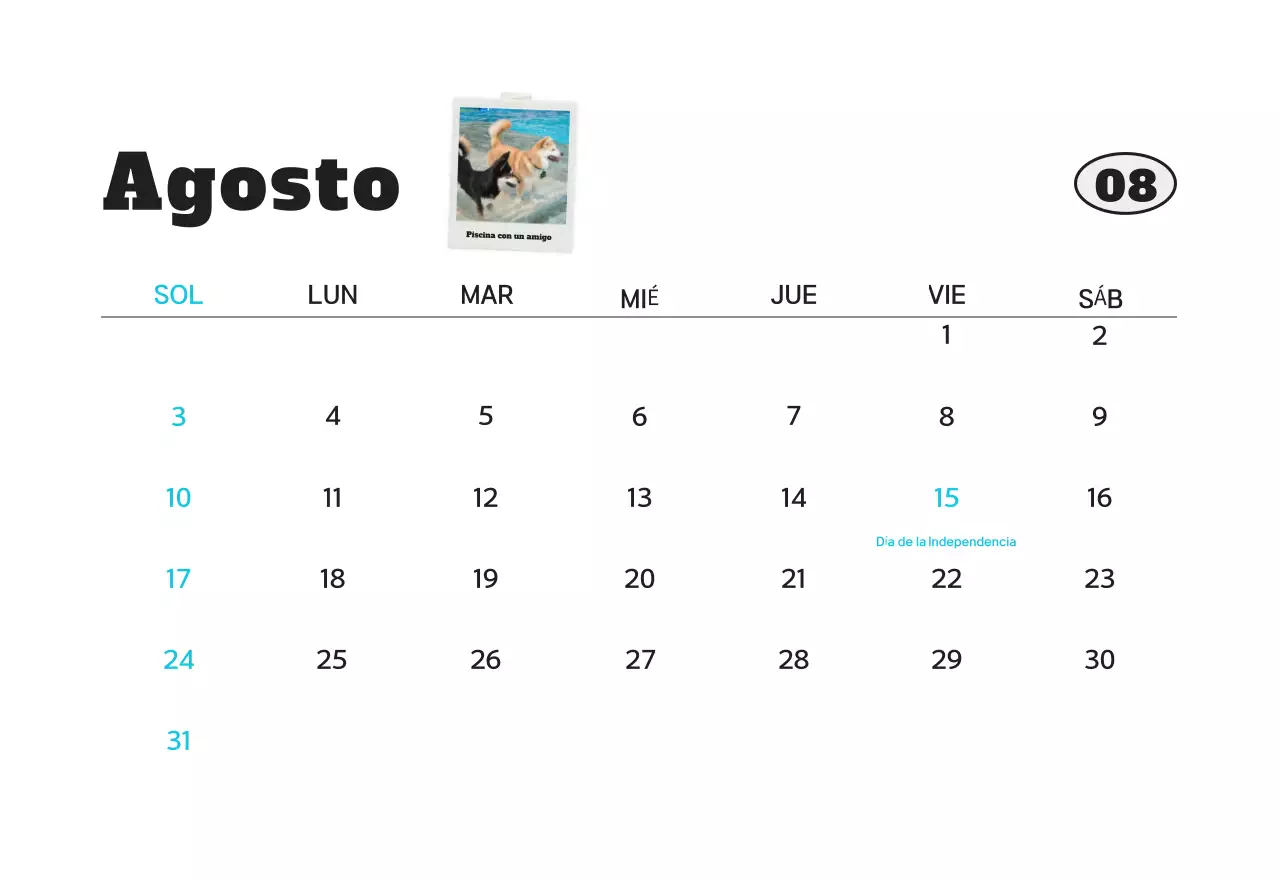 Calendario de fotos de mascotas blanco y limpio