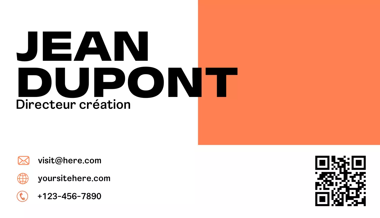 carte de visite moderne orange